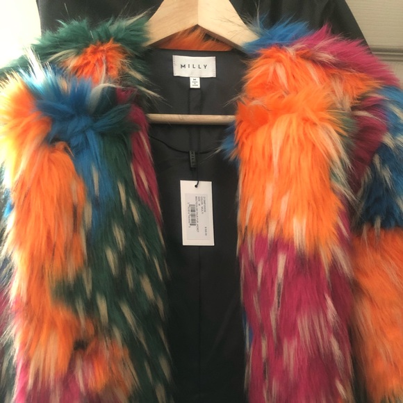 Milly multicolor medium faux fur jacket! - Picture 3 of 5
